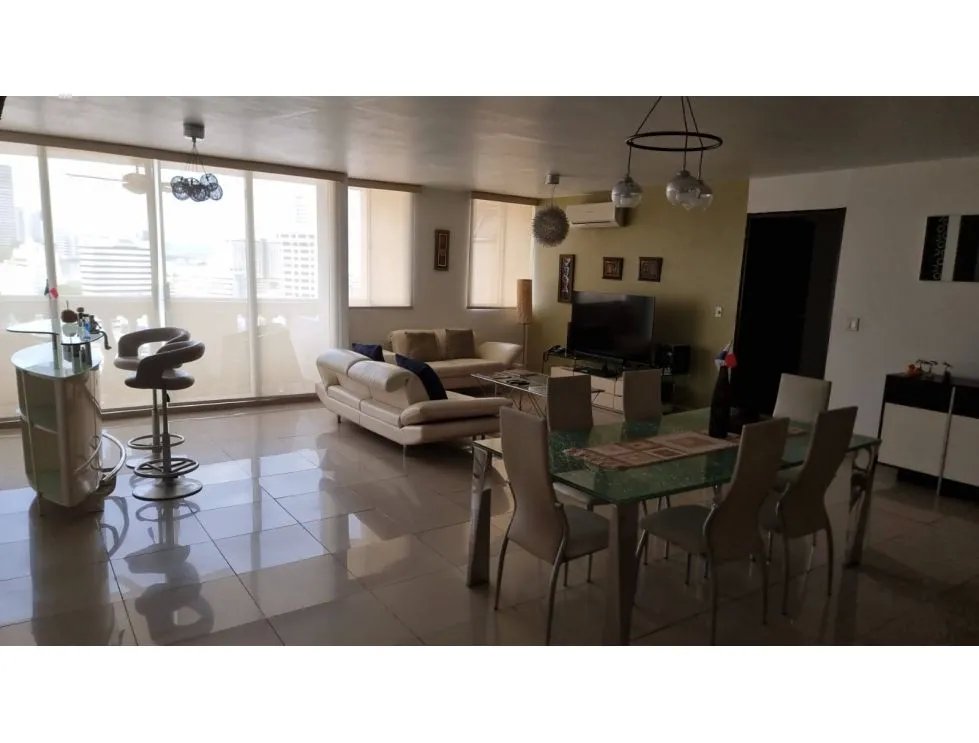 Alquiler de apartamento amoblado en obarrio, piso alto