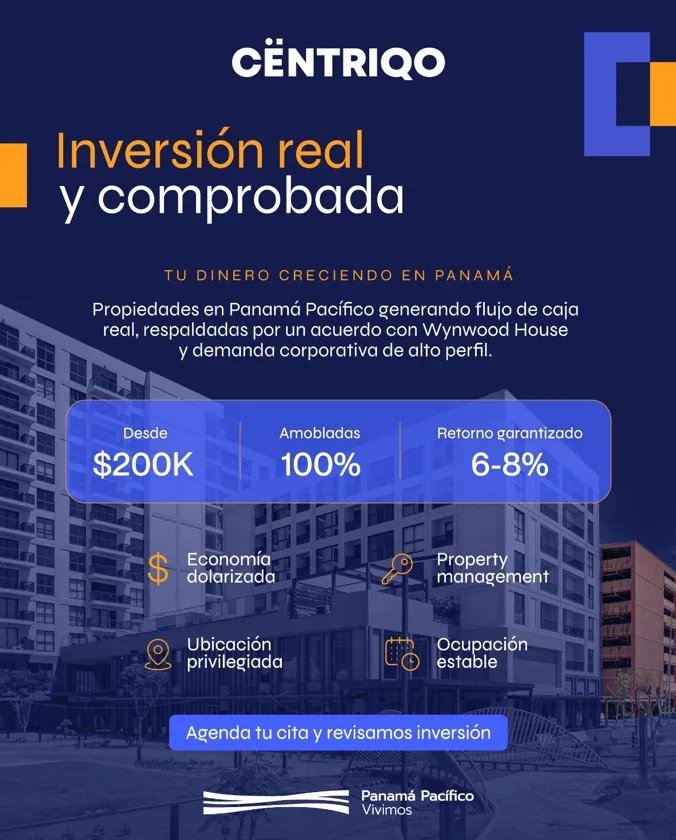 Venta de apartamento en centriqo panamá pacífico: inversión con rentab...